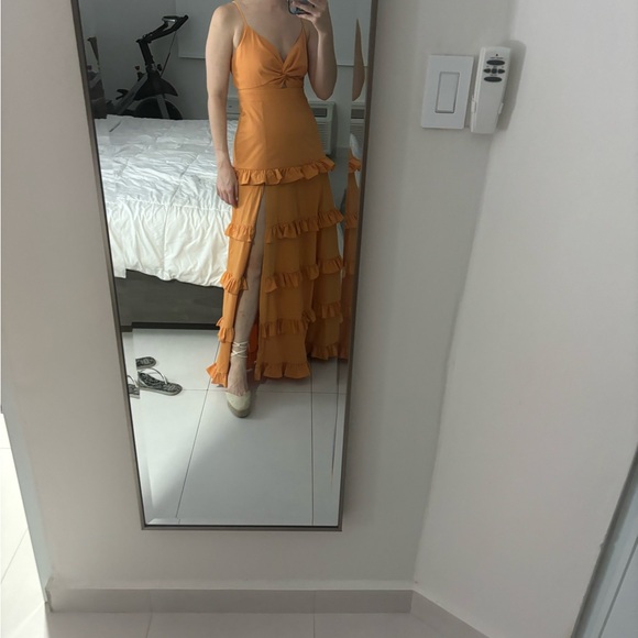 Orange Ruffle Maxi Dress - Picture 3 of 3